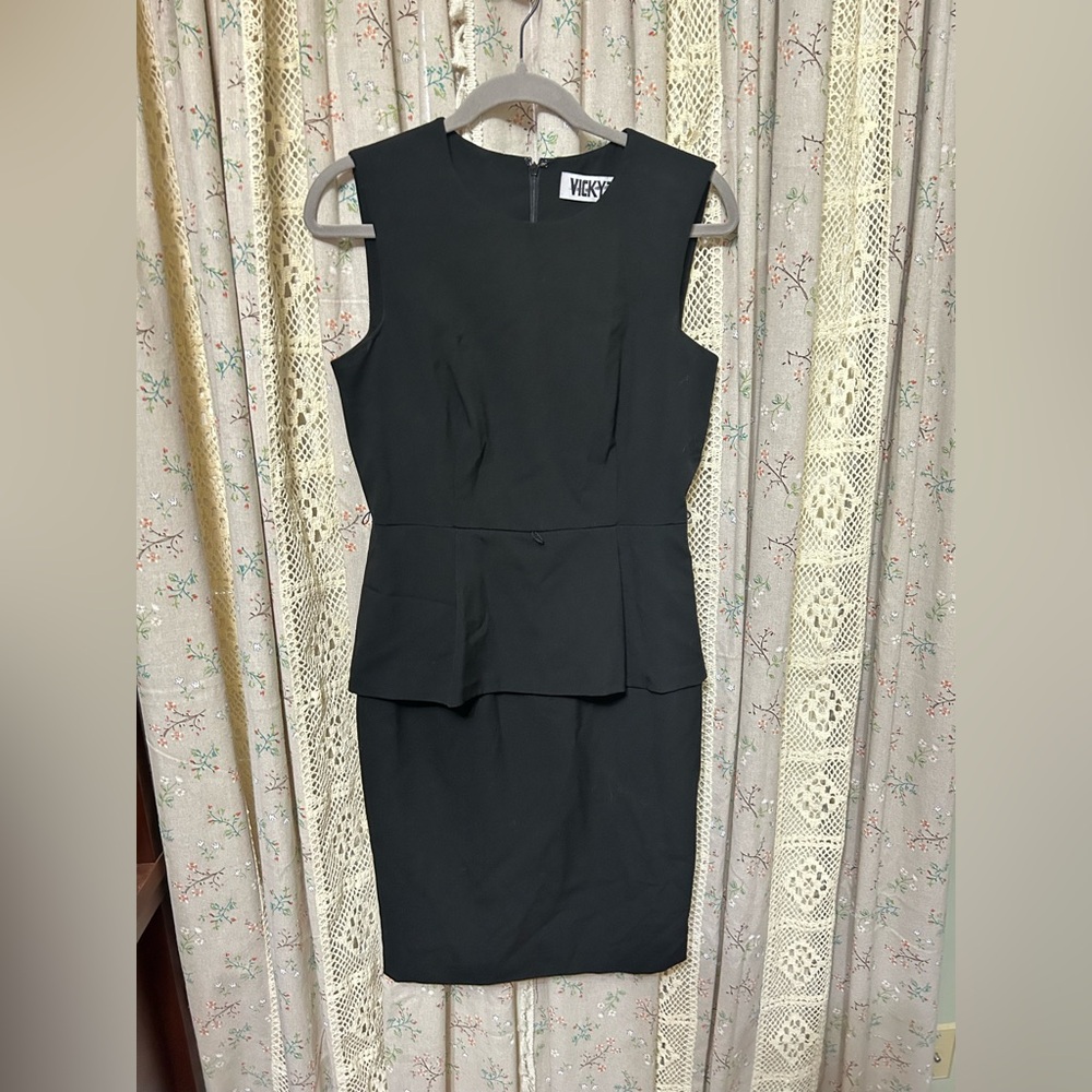 Vicky Tiel Black Peplum‎ Career Dress Size 6